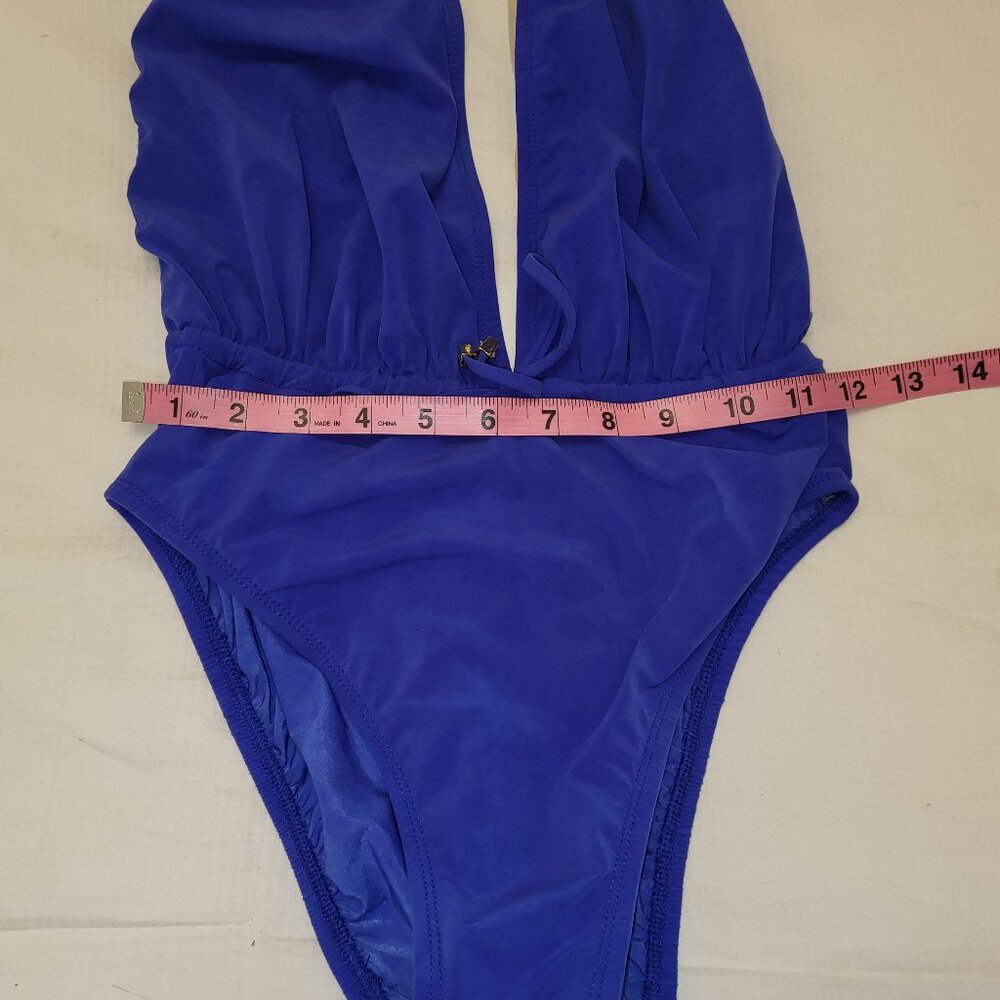 Unbranded Blue Violet Deep Plunging V-neck Halter One Piece Swim Suit - S/M - Picture 7 of 8